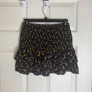 Floral Black Tiered Skirt